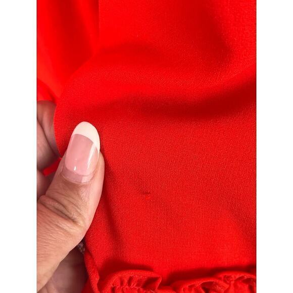 Elliatt Sonnet Ruffled Mock Neck Tiered A-Line Dress Poppy Red Womens Size Small - Picture 7 of 12